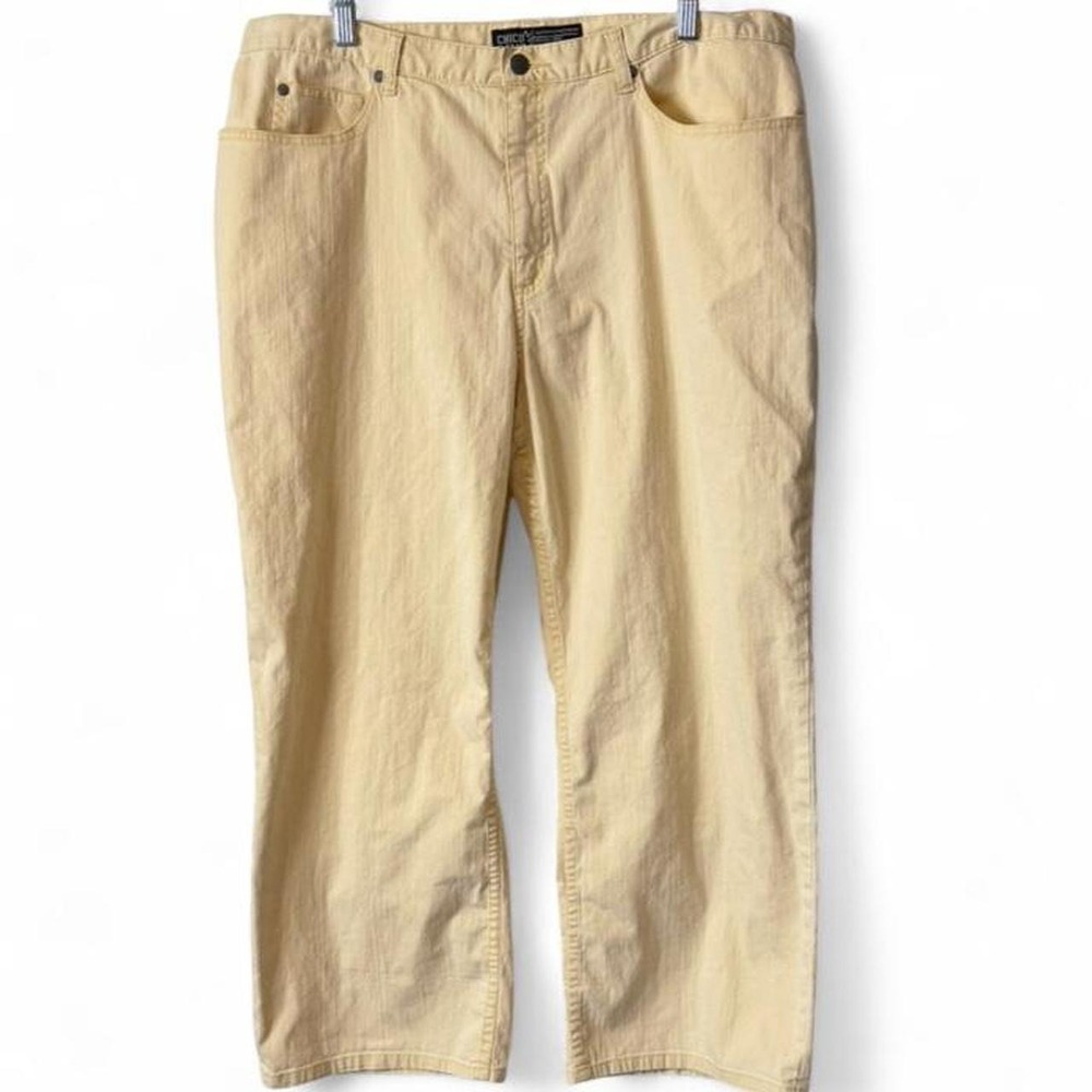 Vintage Y2K Chico's Pale Yellow Wide Leg Cropped Jeans, Women's Size 18